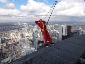 Leaning back, CN Tower EdgeWalk