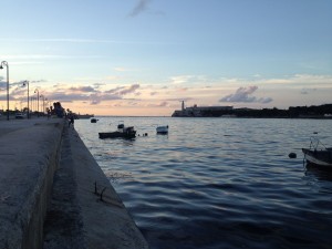 Havana Port entryway at sunset