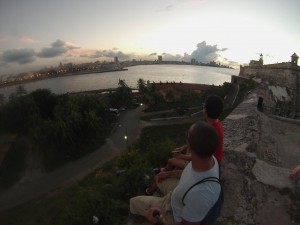 Catching a sunset over Havana on castillo de los tres reyes del morro