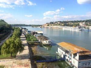 Sava River pouring into the Danube