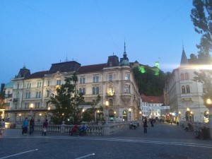 Ljubljana Slovenia at night lights
