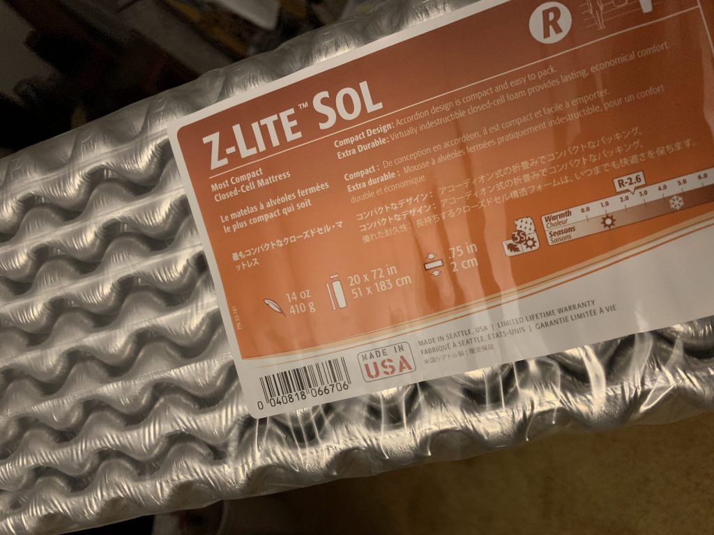 Z lite sol sleeping mat pad