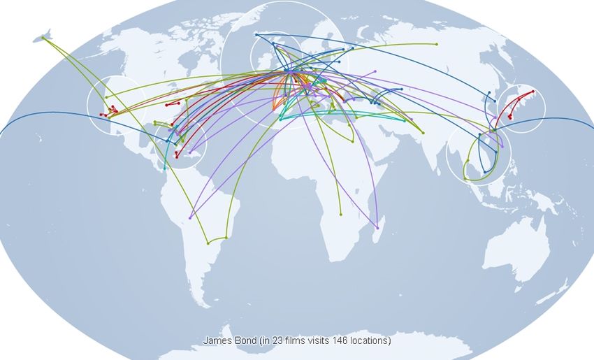 James bond world travel map