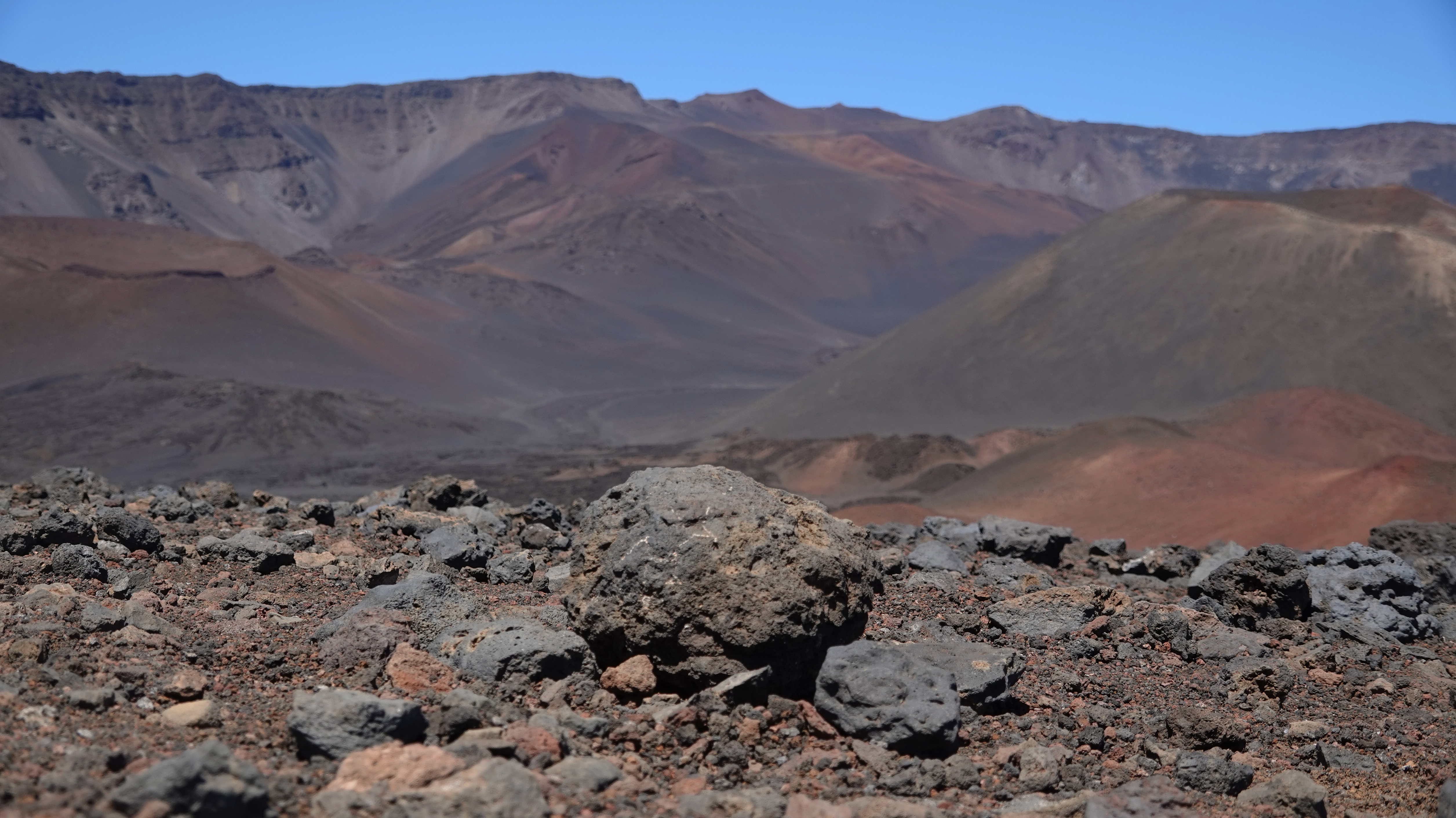 haleakala national park crater hike rocks