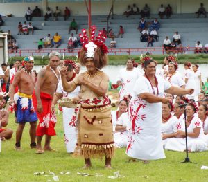 Chiefs adorned in elaborate traditional Samoan attire, displaying intricate patterns and symbols of their culture. The ornate garments reflect the heritage and significance of their roles within the community, showcasing the pride and honor of Samoan traditions.