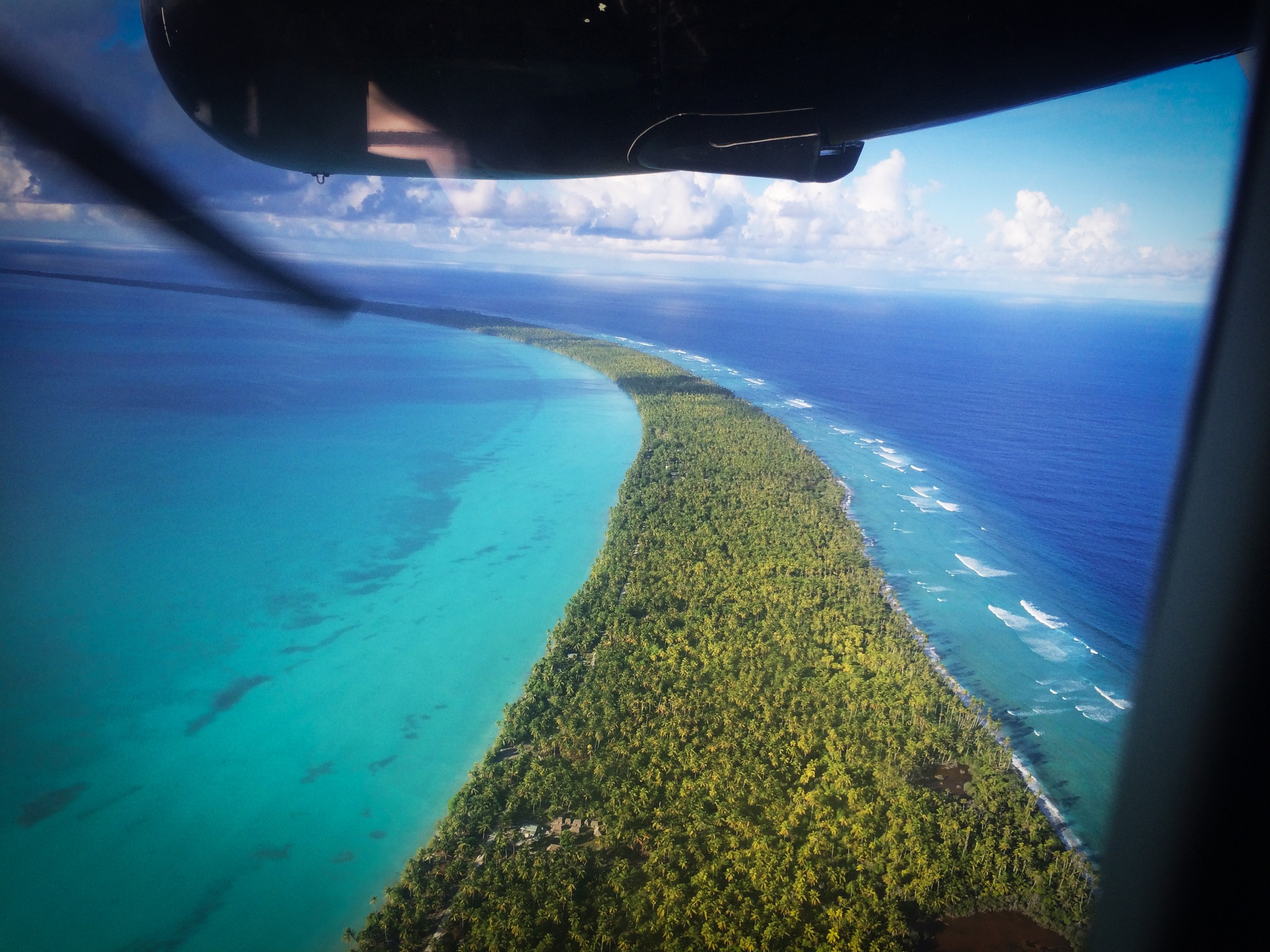 aerial view of the coral atoll Abaiang island Kiribati gilbert islands