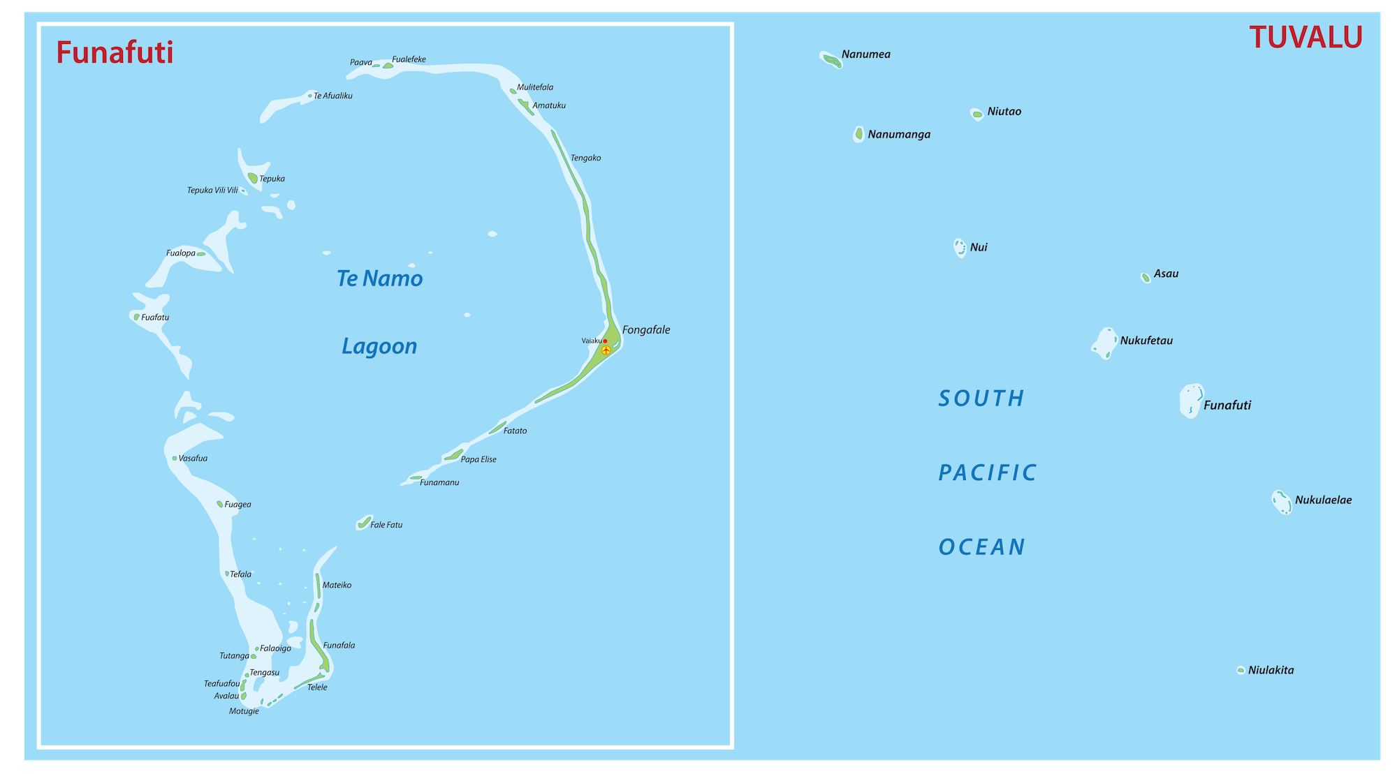 islands map of tuvalu and funafuti
